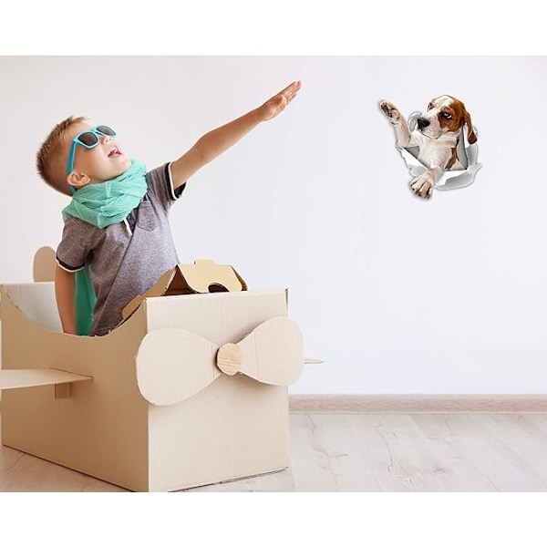 3D Koira Tarrat - 2 Pakkausta - Kurkottava Beagle Tarra Seinälle, Jääkaappiin, WC:hen ja Muualle Beagle Tarrat 25*25CM