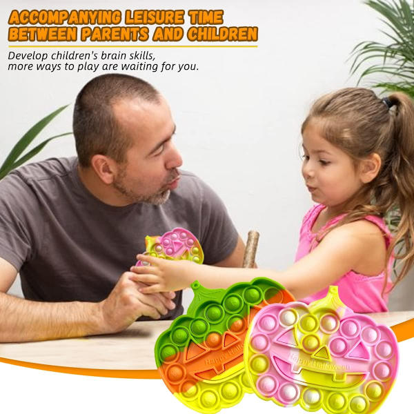 Halloween-kurpitsa Pop-leluja, 5 kpl Push Pops Kupla Fidget