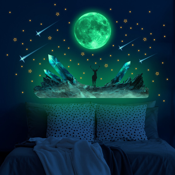 Moon meteor lysande stjärna tapet sovrum vardagsrum lumi