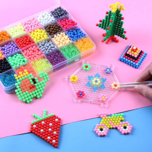 24 farger, Vann Sticky Beads, 3000 Water Sticky Beads Set, Hånd