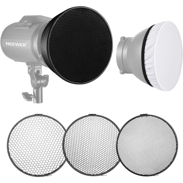 18cm Standard Reflektor Soft Diffuser med 20/40/60 Graders Honning