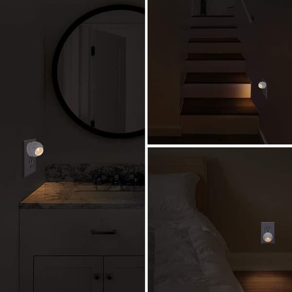 Plug-in nattlys, varmt hvitt LED-nattlys, 360° rotasjon,