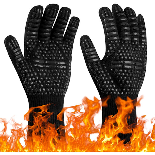 Svart - 1 par, grillhandskar, ugnshandskar värmebeständiga upp till 800°