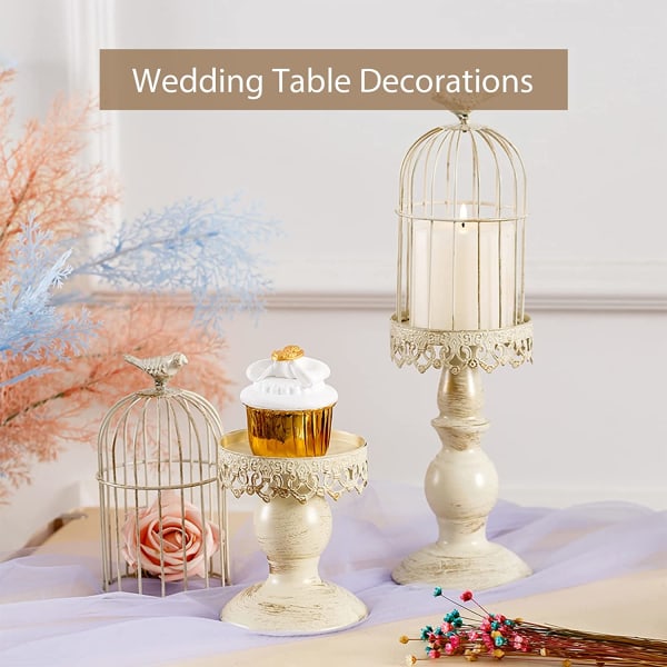 Vintage Birdcage ljusstake, bröllopsbord dekorativa ljus