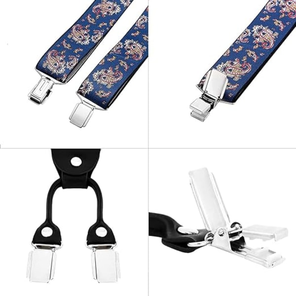 Brede herrebukser med 4 klips i skinnmodell Y elastisk og justerbar blå C