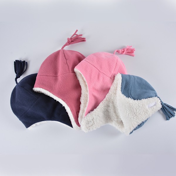 Dubbellagers söt barnmössa baby pojkar och flickor fleece