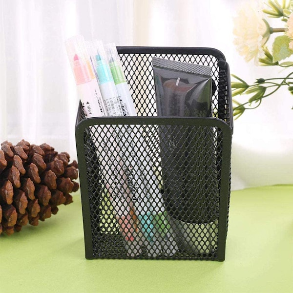 2 stk. firkantet magnetisk mesh penneholder, magnetisk opbevaringskurv
