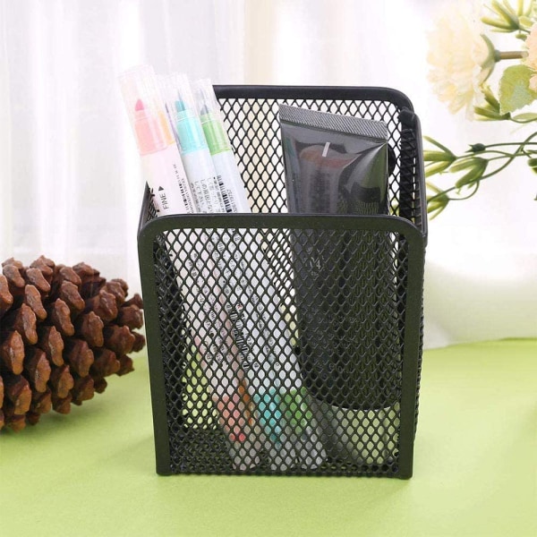2 stk. magnetisk net penneholder, magnetisk opbevaringskurv, sort
