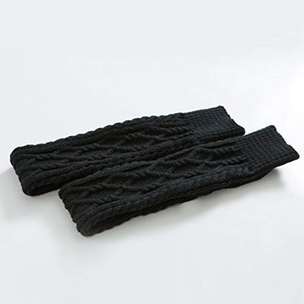 Lange strikkede sokker for kvinner - svarte, varme lårhøye sokker for Winte