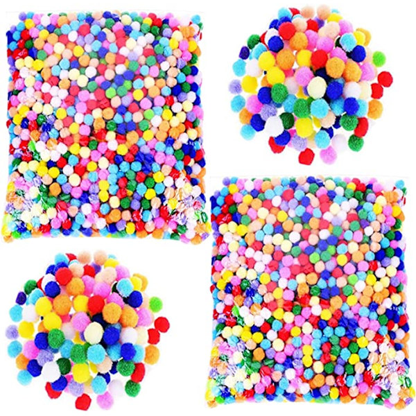 2000 STK Håndværk Flerfarvede Runde Pomponer, 8MM Mini Pom Pom Bold til