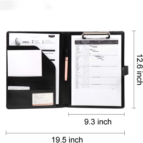 Sort - Læder Aktmappe A4 Aktmappe Business Aktmappe Skrive