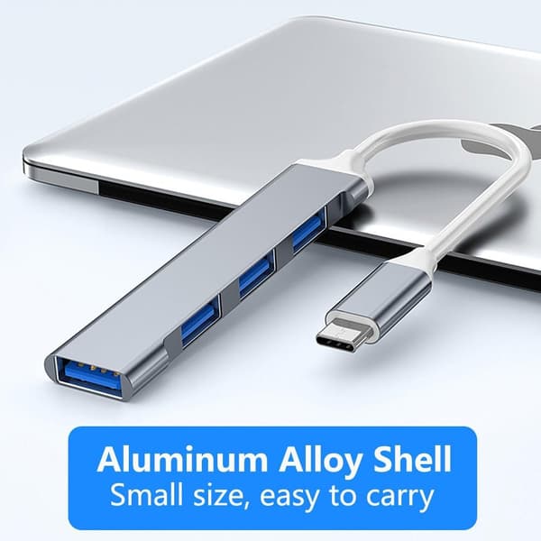 USB 3.0 Hubi, 4 Porttia, Type-C Laite - Harmaa