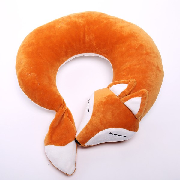 En orange tecknad U-formad kudde härlig räv resekudde, 30cm
