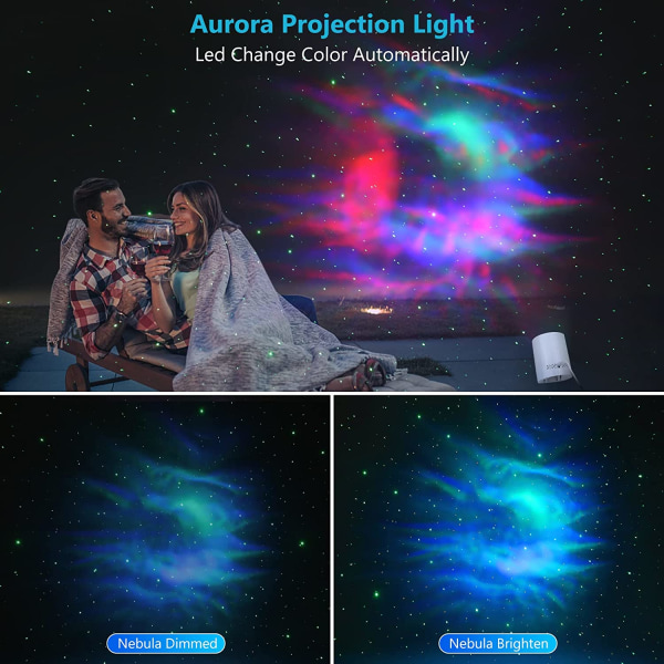 White Star-projektor, Galaxy Light med fjernkontroll, Nebula f