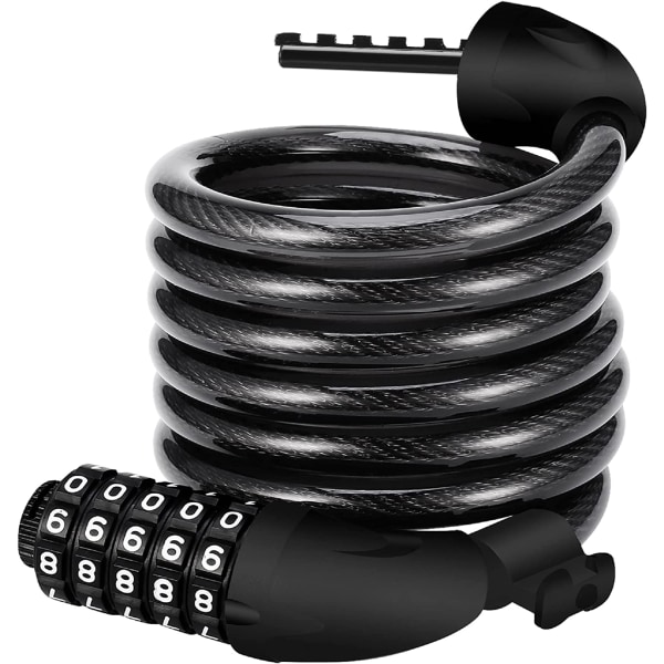 Sort cykel lås, cykel lås lang 120cm x 12mm, kabel lås til cykler