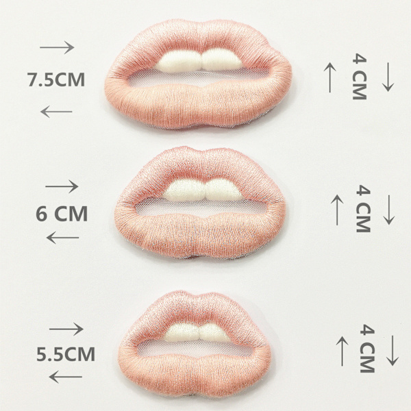 3 stk. Pink Lip Sy Applikationer 3d Mund Net Mesh Lace Broderi Patches Badges Beklædningsudsmykning Til Tøj Diy Håndværk