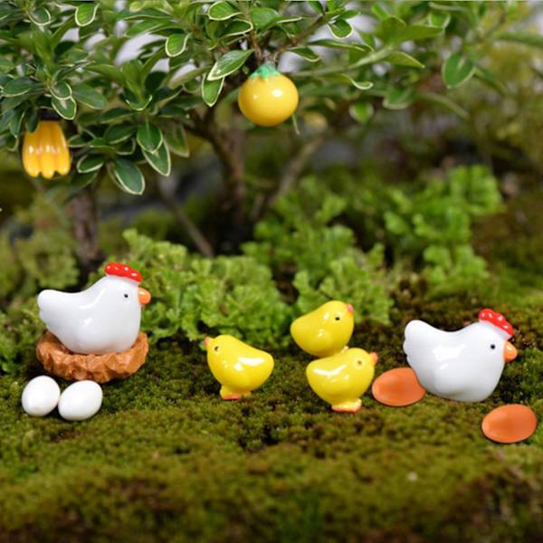 20 st Mini Resin Kyckling Påsk Prydnader, Miniatyr Mossa Mikro Landskap Bonsai Dekor Kit, Harts Trädgårdsstaty, Påskhantverk, Högtidsfest Dekor
