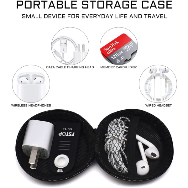 Opbevaringstaske til mini øretelefoner, opbevaringstaske med lynlås med hård skal, Prot