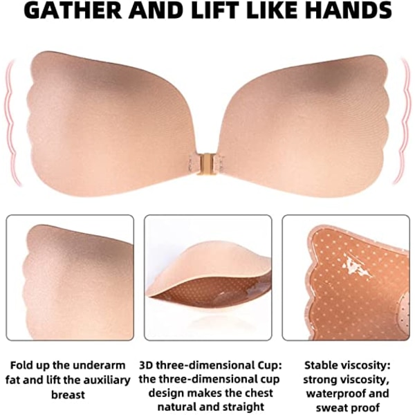 2 par A av självhäftande behå, silikon strapless behå, klisterbehå, S