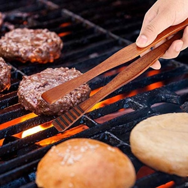 Trätång för matlagning, grill, buffé, bröd, biff, serveringsverktyg