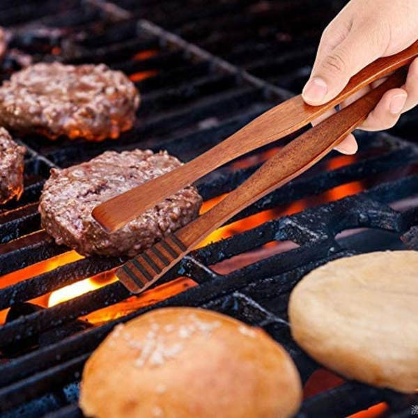 Trätång för matlagning, grillbuffé, bröd, biff, serveringsverktyg
