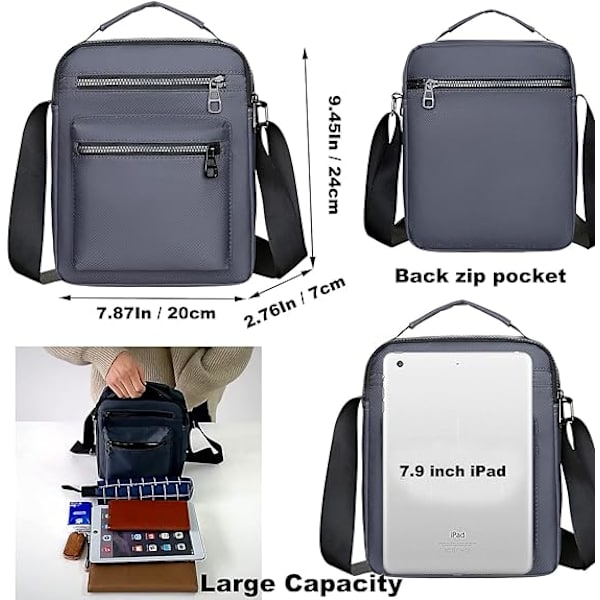 Man Bag (Blå) Lille Man Bag til Mænd Unisex Sikkerhed Skuldertaske f