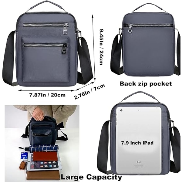 Man Bag (Blå) Liten Man Bag for Menn Unisex Sikkerhet Skulder Bag for Menn og Kvinner, Sport, Arbeid, Casual, Reise