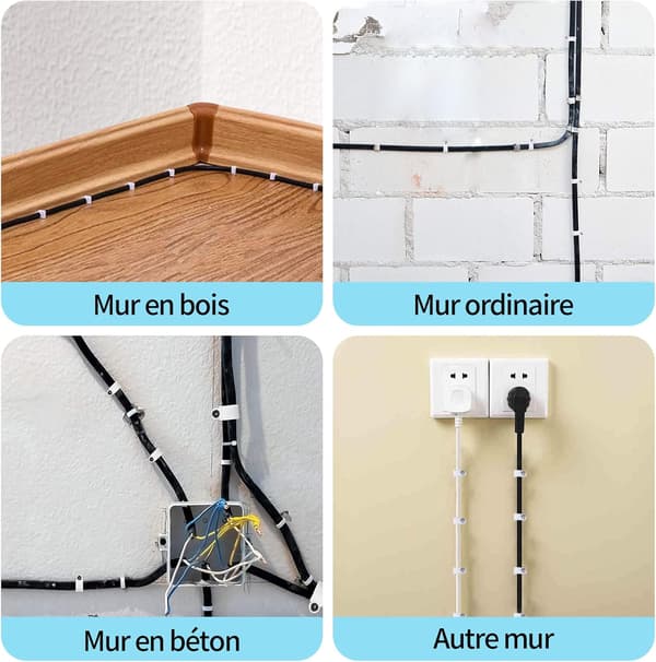 400 pakker med sterke og holdbare runde kabelklips - 4 størrelser 4mm, 6mm