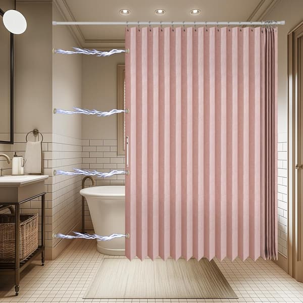 2026 Duschdraperi Magnetiska Vikbara Duschdraperier Tyg Polyester Vattentäta Duschdraperier (Rosa, 77\" B x 72\" L)