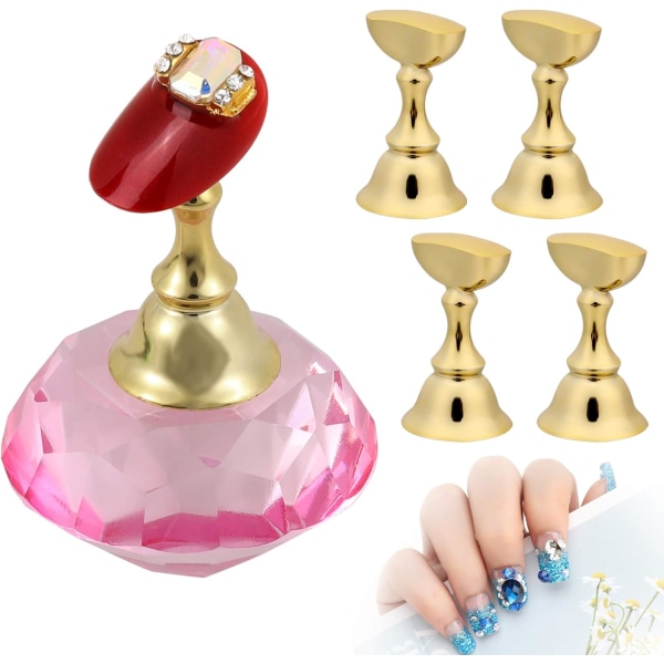 Nagelkonstdisplayställ (rosa) med magnetisk hållare och kristallbas