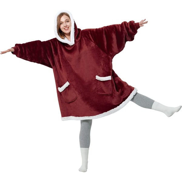 Wearable Blanket Hoodie - Sherpa Fleece Hooded Blanket for A