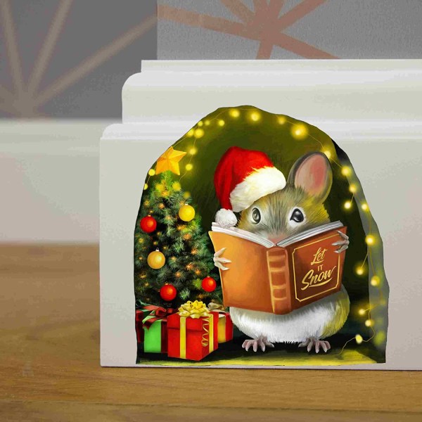 (Christmas Mouse)Mouse Reading Book, Wall Decor Sticker Decal, K