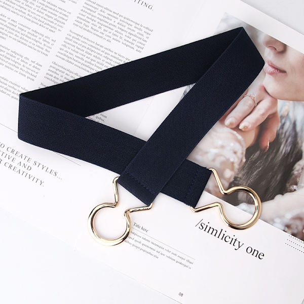 Kvinners elastiske, tynne midjebelte, enkel stil, elastisk belte for J