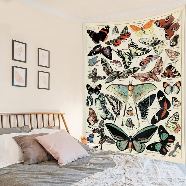 Vintage Butterfly Tapestry värikäs eri perhoset Vint
