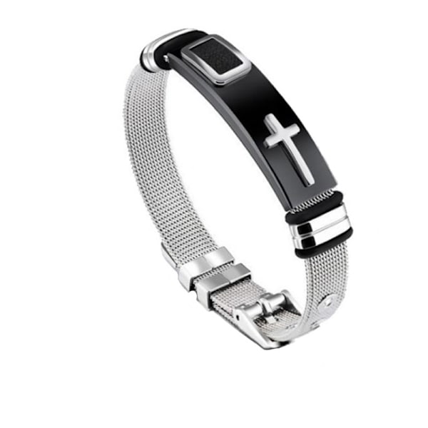 2 stk. Sorte Mode Mænds Titanium Stål Kors Justerbare Armbånd