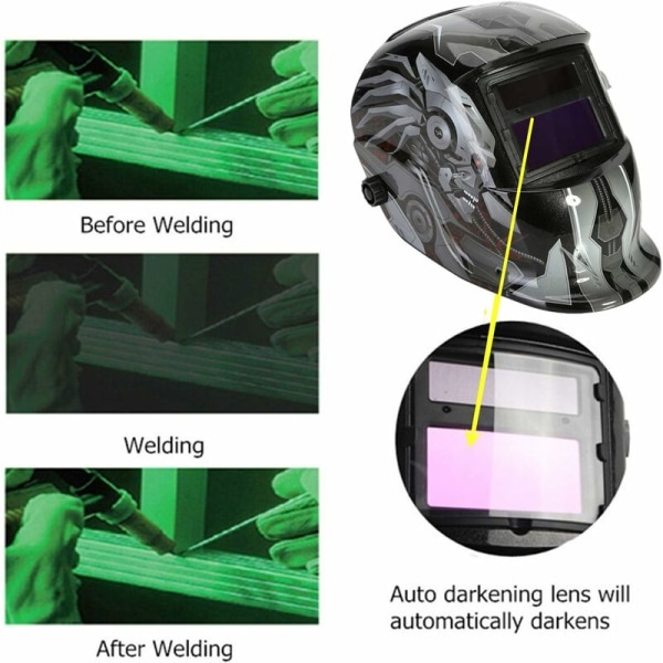 Automatisk sveisehjelm - Sveisemaske med 2 justerbare skyggesensorer DIN9-13 for MIG TIG MAG ARC sveising [Energiklasse A+++]