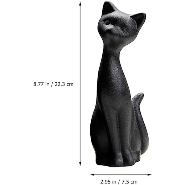 2 stk. Sort Keramisk Kat Figur Kat Par Statue Keramisk En