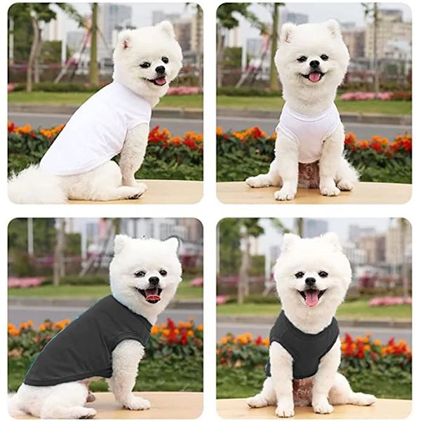 Sæt med 2 PET bomulds minimalistiske hundet-shirts (sort og hvid s) c