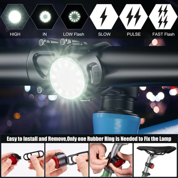 2 stk. LED cykellys, cykel for- og baglygter, USB