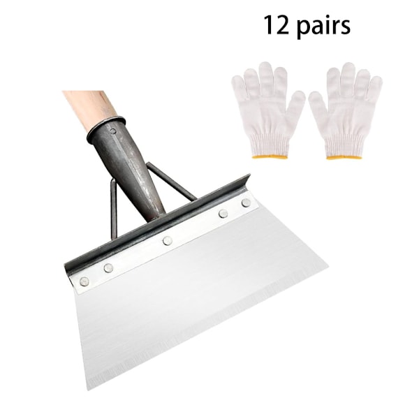 Hagespade, 23 cm Multifunksjonell Hagespade, Rustfritt Stål Snøspade, Håndtak Ikke Inkludert (12 par hansker)