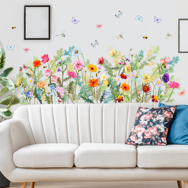 Kasvi-, kukka-, perhos-seinätarrat, puutarha, kukka seinätikku
