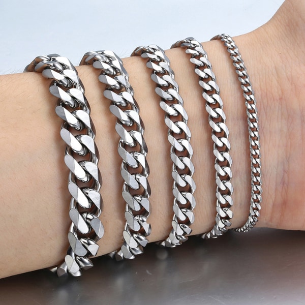 1PCS Link Armbånd Kæde Armbånd Sølv 7.5mm sølv