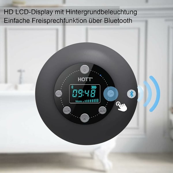 Duschradio Bluetooth 5.0 Vattentät Högtalare Trådlös Badrum M