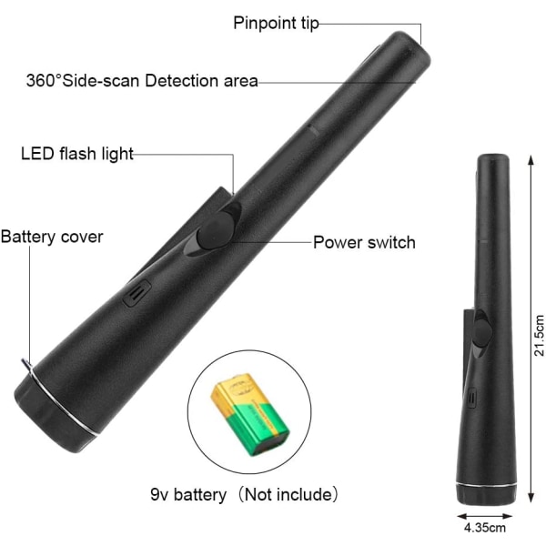 Kädessä pidettävä metallinilmaisin, 360°:n tunnistus, metsästys, korkea herkkyys M