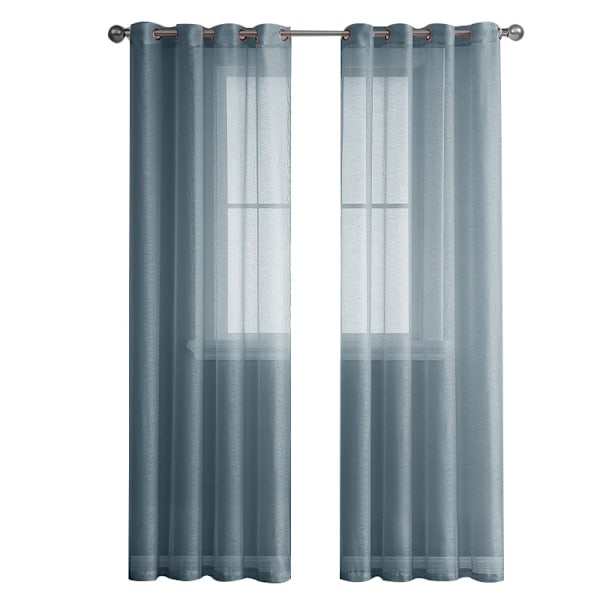 2 stk. bleggule blå gardiner 100x250cm imitation linje