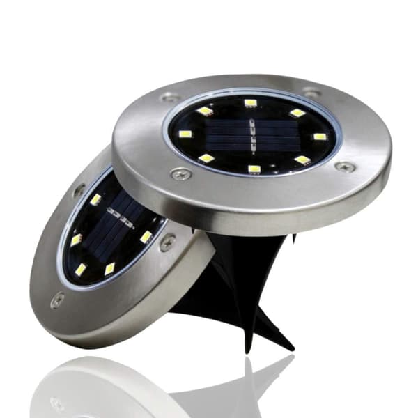[12 stk] Solcelle Underjordisk Lys 8LED Varm Hvit Hage Plen Lys