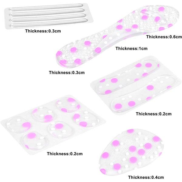 18 stykker, 6 typer, skridsikker gel forfods indlægssåler silikone metat