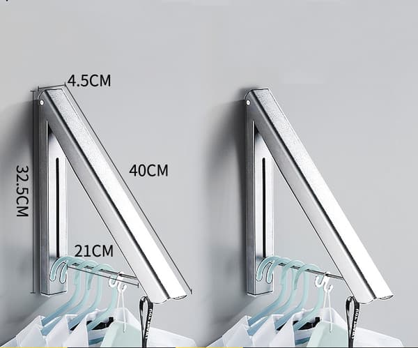 2 Stycken Vikbar Vägg Hängare, Aluminium Fällbar Klädhängare Orga