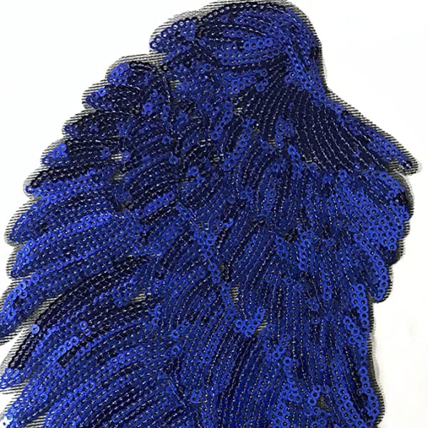 Englevinger Sequin Patch (Blå) - Broderet Mønster Vinge Stick