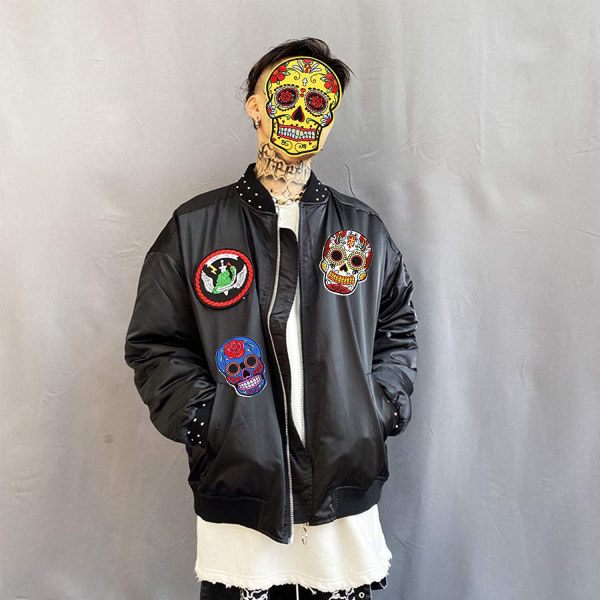 9PCS Broderade Stryk-på Patch Skull Skull Sy-på Patch Strykjärn